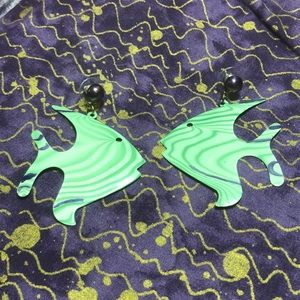 Enamel on Metal Angel Fish Pierced Earrings